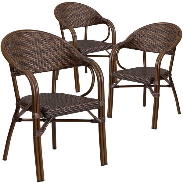 Cocoa Rattan Patio Chair w/ Bamboo-Aluminum Frame