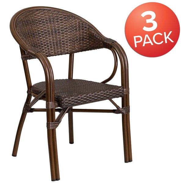 Cocoa Rattan Patio Chair w/ Bamboo-Aluminum Frame