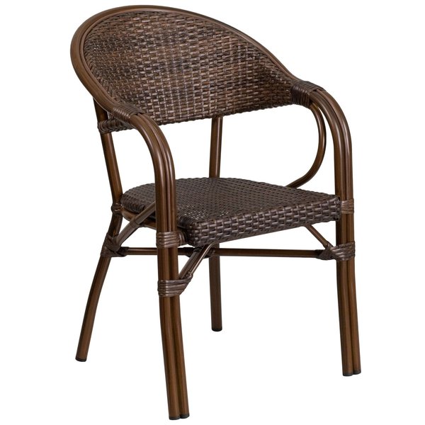 Cocoa Rattan Patio Chair w/ Bamboo-Aluminum Frame