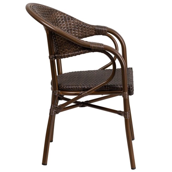 Cocoa Rattan Patio Chair w/ Bamboo-Aluminum Frame