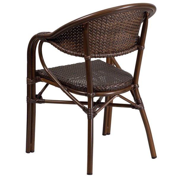 Cocoa Rattan Patio Chair w/ Bamboo-Aluminum Frame