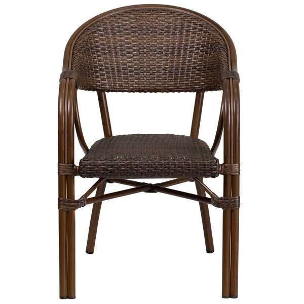 Cocoa Rattan Patio Chair w/ Bamboo-Aluminum Frame