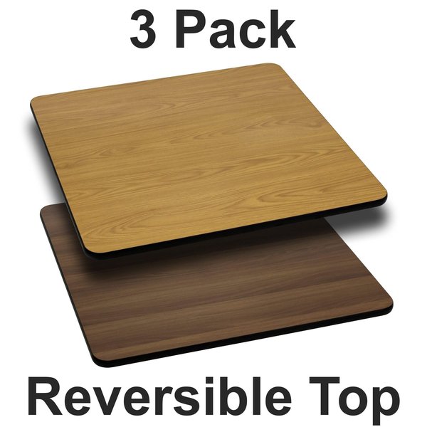 Square Reversible Top, Natural/Walnut, 24