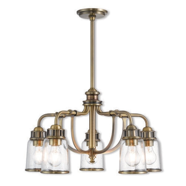 Lawrenceville 5 Light Antique Brass Dinette Chandelier