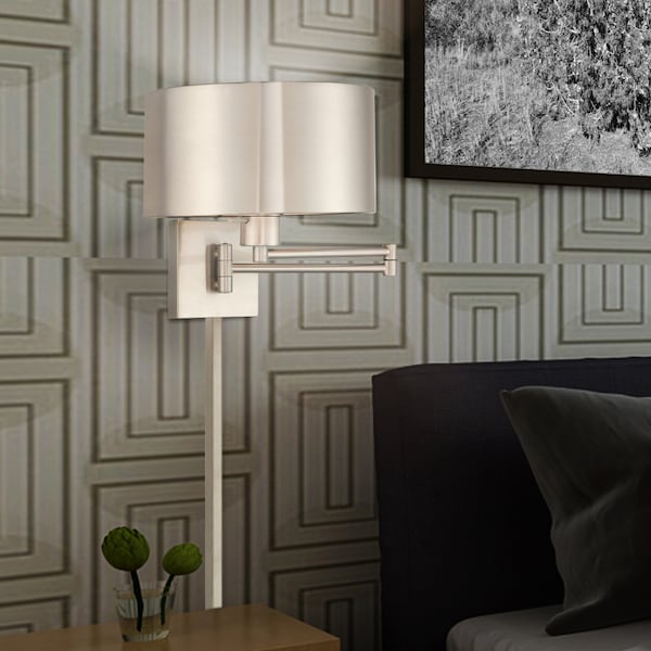 Swing Arm Wall Lamps 1 Light Brushed Nickel Swing Arm Wall Lamp