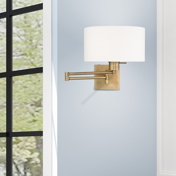 Swing Arm Wall Lamps 1 Light Antique Brass Swing Arm Wall Lamp