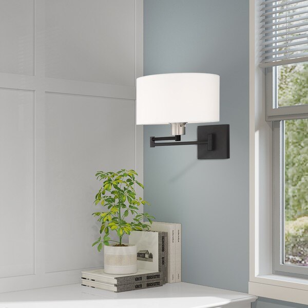 Swing Arm Wall Lamps 1 Light Black Swing Arm Wall Lamp