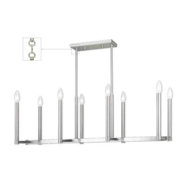 Alpine 8 Light Brushed Nickel Linear Chandelier