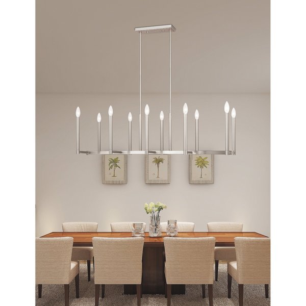 Alpine 10 Light Brushed Nickel Linear Chandelier