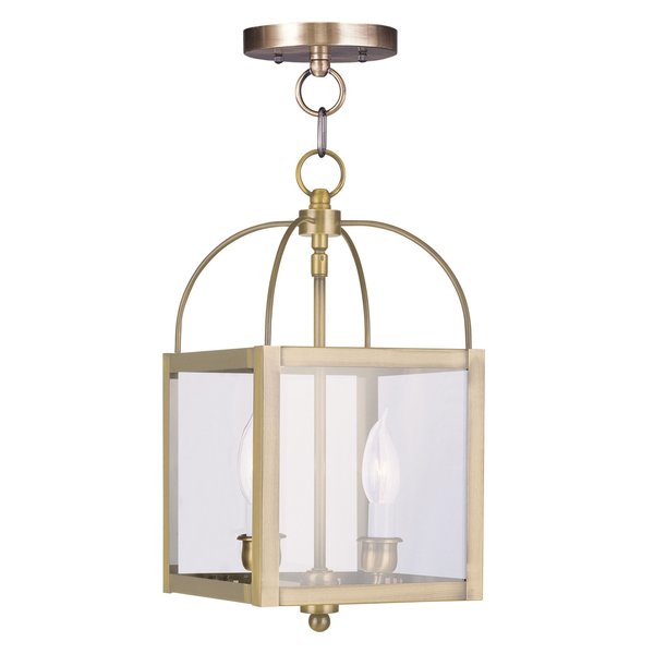 Milford 2 Light Antique Brass Convertible Mini Pendant/Ceiling Mount