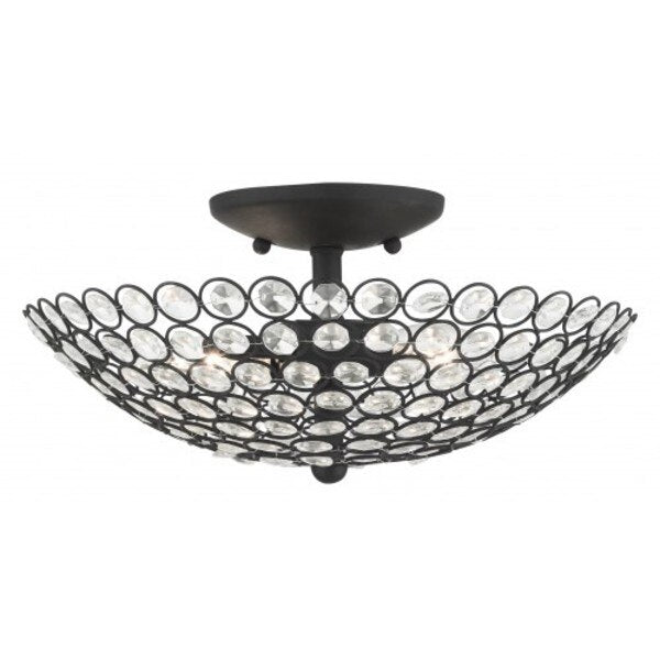 Black Semi Flush, 2 Light
