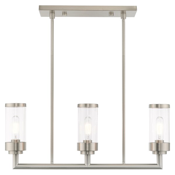 Hillcrest 3 Light Brushed Nickel Linear Chandelier