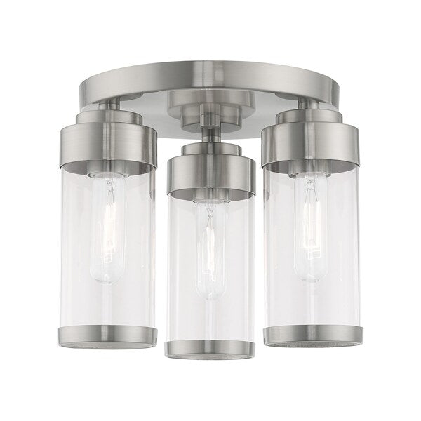 Hillcrest 3 Light Brushed Nickel Ceiling