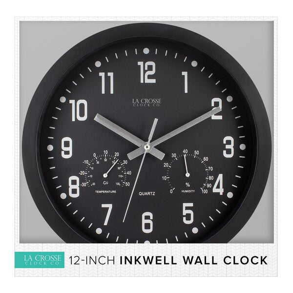 Wall Clock w Temp/Humidity, 12