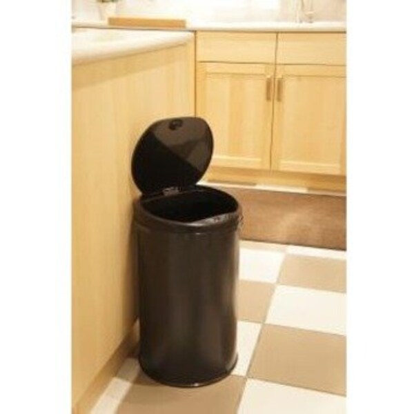 8 gal Round Trash Can, Silver, Stainless Steel