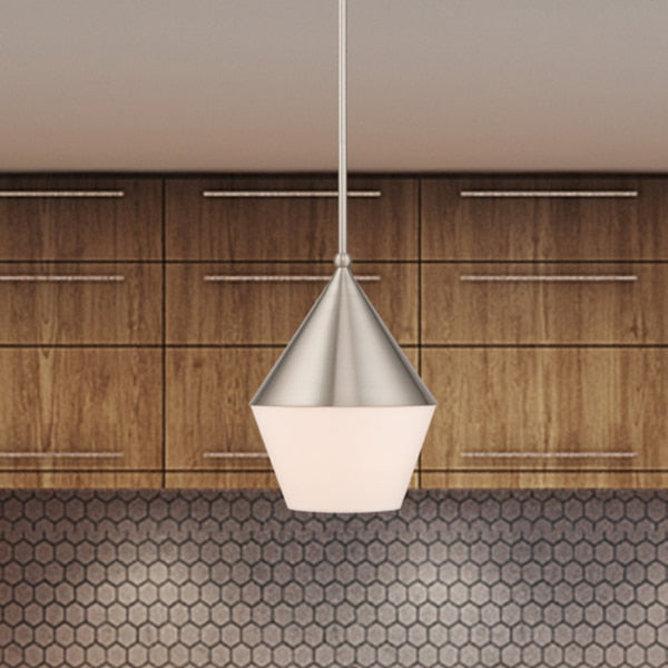 Stockholm 1 Light Brushed Nickel Mini Pendant