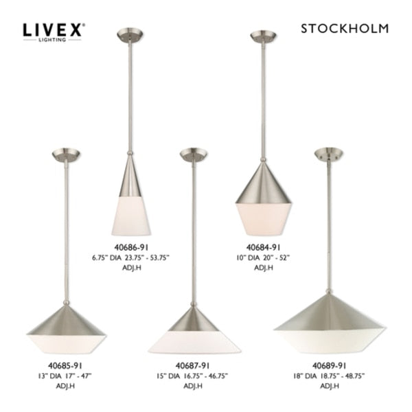 Stockholm 1 Light Brushed Nickel Mini Pendant