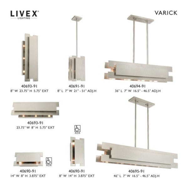 Varick 2 Light Brushed Nickel ADA Wall Sconce