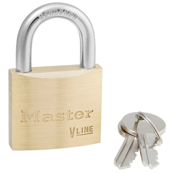 Padlock, Keyed Alike, Standard Shackle, Rectangular Brass Body, Steel Shackle, 13/16 in W