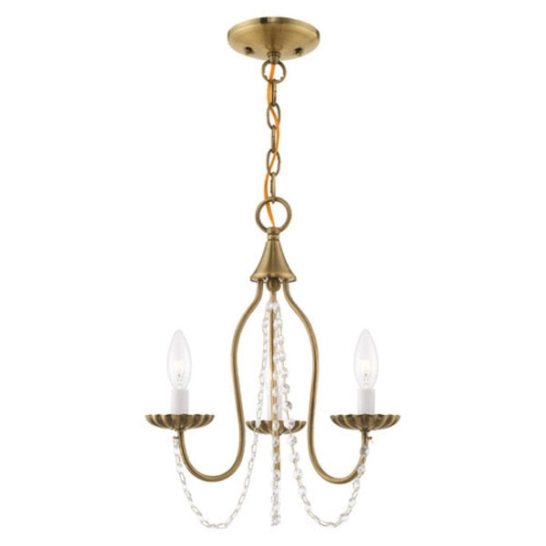 Alessia 3 Light Antique Brass Mini Chandelier