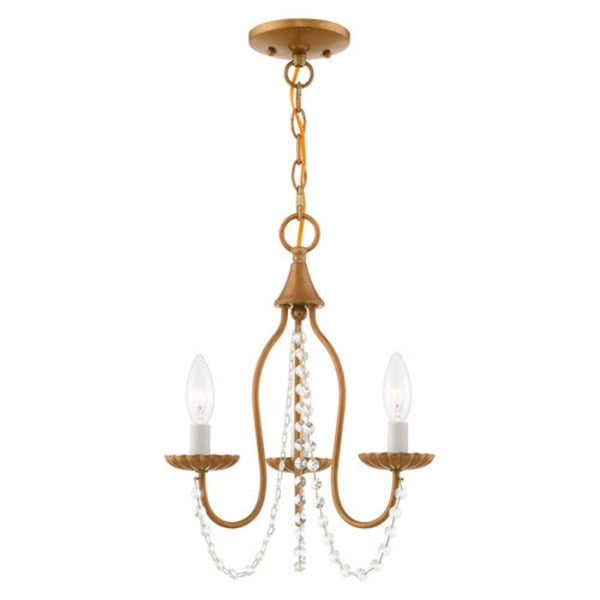 Alessia 3 Light Antique Gold Leaf Mini Chandelier