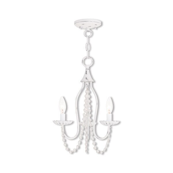 Alessia 3 Light Antique White Mini Chandelier