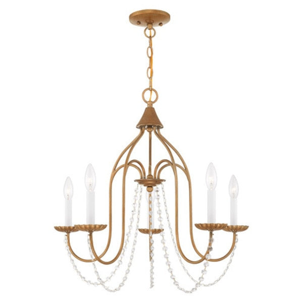 Alessia 5 Light Antique Gold Leaf Chandelier