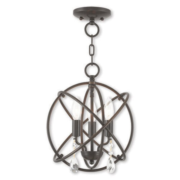 Aria 3 Light English Bronze Convertible Mini Chandelier/Ceiling Mount