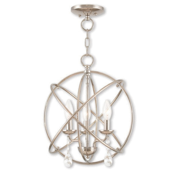 Aria 3 Light Polished Nickel Convertible Mini Chandelier/Ceiling Mount