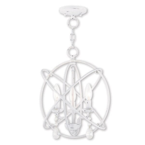 Aria 3 Light Antique White Convertible Mini Chandelier/Ceiling Mount