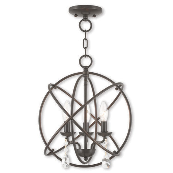 Aria 3 Light English Bronze Convertible Mini Chandelier/Ceiling Mount