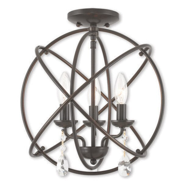 Aria 3 Light English Bronze Convertible Mini Chandelier/Ceiling Mount