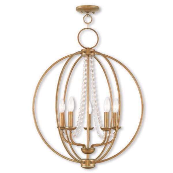 Arabella 5 Light Antique Gold Leaf Chandelier