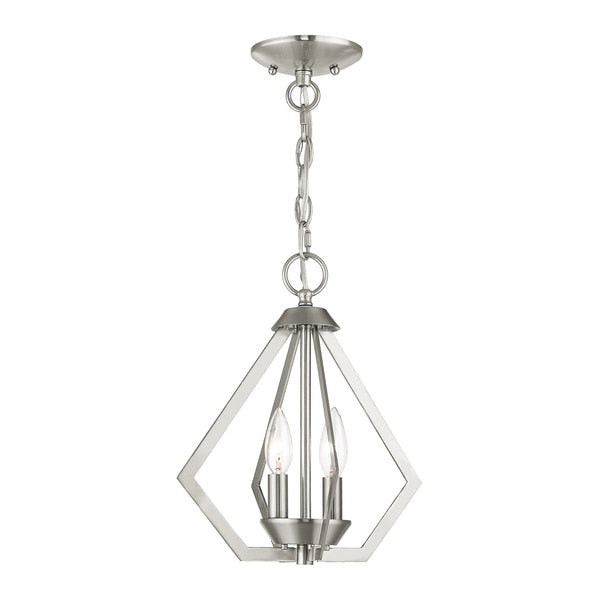 Prism 2 Light Brushed Nickel Convertible Chandelier/Ceiling Mount