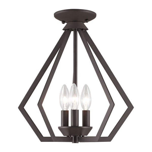 Prism 3 Light Bronze Convertible Mini Chandelier/Ceiling Mount
