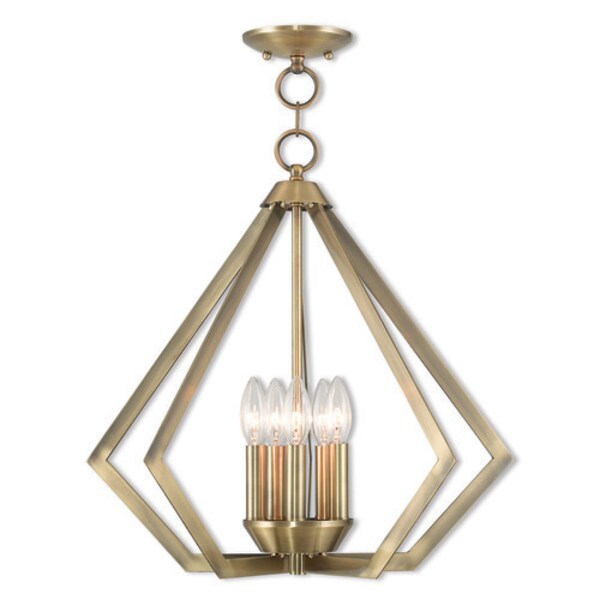 Prism 5 Light Antique Brass Chandelier