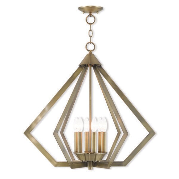Prism 6 Light Antique Brass Chandelier