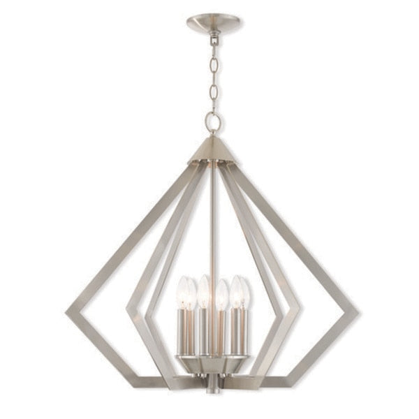 Prism 6 Light Brushed Nickel Chandelier