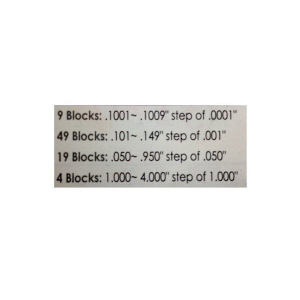 81 Piece Grade As-2/B Square Steel Gage Block Set
