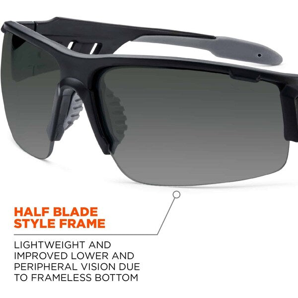 Safety Glasses, Traditional Smoke PC Decenter Lens, Scratch-Resistant