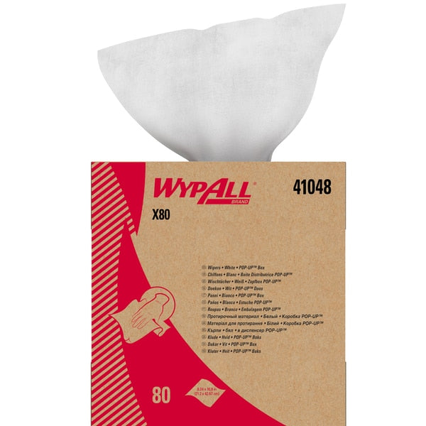 Dry Wipe, X80, Pop Up Box, Hydroknit, 8 1/4 in x 16 3/4 in, 80 Sheets, White, 5 Pack