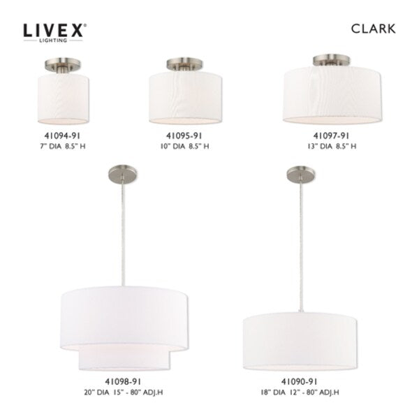 Clark 1 Light Brushed Nickel Ceiling Mount
