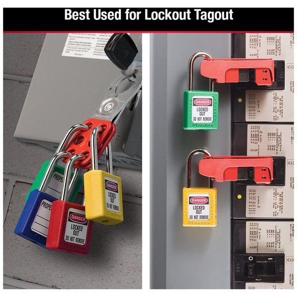 Zenex Thermoplastic Safety Padlock, 1-1/2 in Wide with 1-1/2 in Tall Shackle, Yellow