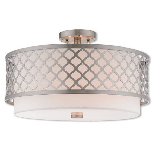Arabesque 3 Light Brushed Nickel Ceiling Mount