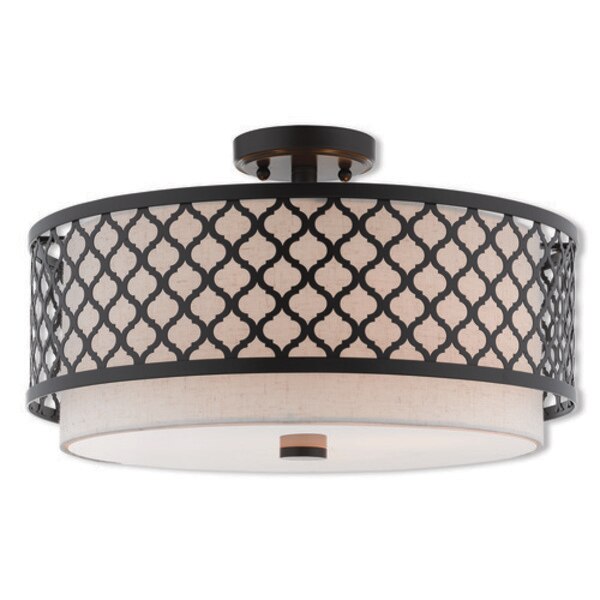 Arabesque 3 Light English Bronze Ceiling Mount