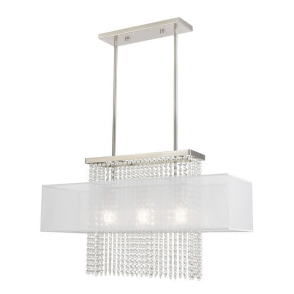 Bella Vista 3 Light Brushed Nickel Linear Chandelier