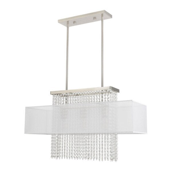Bella Vista 3 Light Brushed Nickel Linear Chandelier