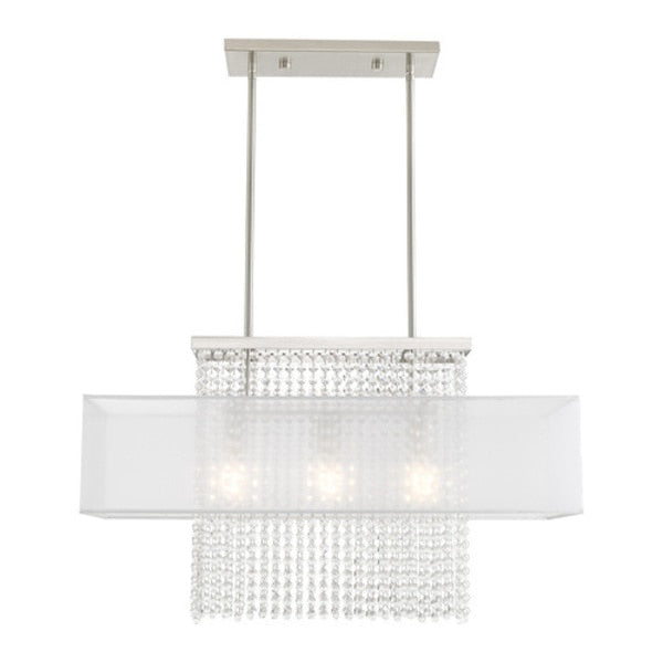 Bella Vista 3 Light Brushed Nickel Linear Chandelier