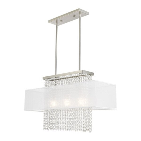 Bella Vista 3 Light Brushed Nickel Linear Chandelier