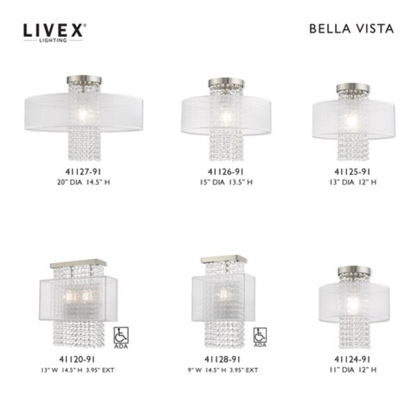 Bella Vista 3 Light Brushed Nickel Linear Chandelier